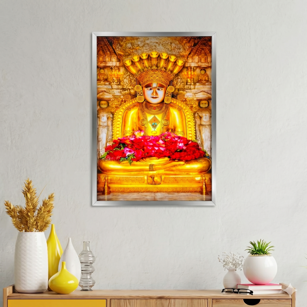 Shankeshwar Parshwanath LED frame 12x17 silver - Girnar Darshan
