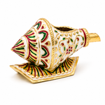 Girnar Meenakari Shankh Kalash | white & gold