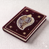 Girnar Pearl Zardozi Paisley Embroidered Velvet Notebook | Handcrafted Diary
