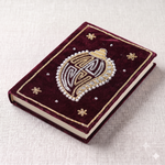 Girnar Pearl Zardozi Paisley Embroidered Velvet Notebook | Handcrafted Diary