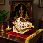 Girnar Meenakari Shankh Kalash | Ivory & Gold