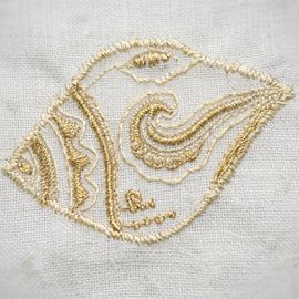 Girnar Gold Embroidered White Rumal