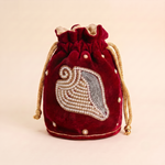 Girnar Neminath Velvet Potli (maroon)