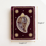 Girnar Pearl Zardozi Paisley Embroidered Velvet Notebook | Handcrafted Diary