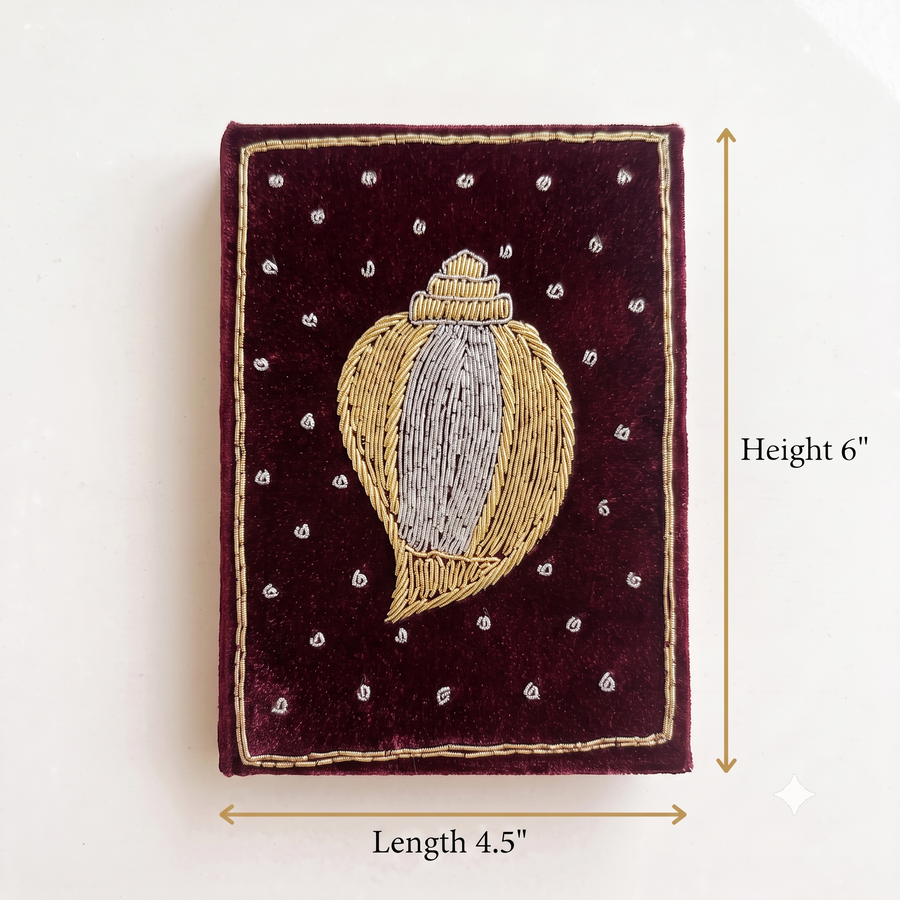 Girnar Velvet Notebook with Handcrafted Shankh Design