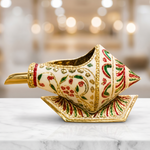 Girnar Meenakari Shankh Kalash | Ivory & Gold