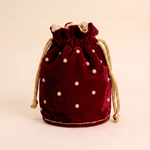 Girnar Neminath Velvet Potli (maroon)