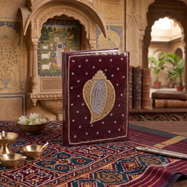 Girnar Velvet Notebook with Handcrafted Shankh Design