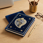 Girnar Pearl Zardozi Paisley Embroidered Velvet Notebook | Handcrafted Diary