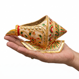 Girnar Meenakari Shankh Kalash | Gold & Ivory