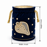 Girnar Neminath Pearl Potli(Blue)