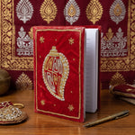 Girnar Pearl Zardozi Paisley Embroidered Velvet Notebook | Handcrafted Diary