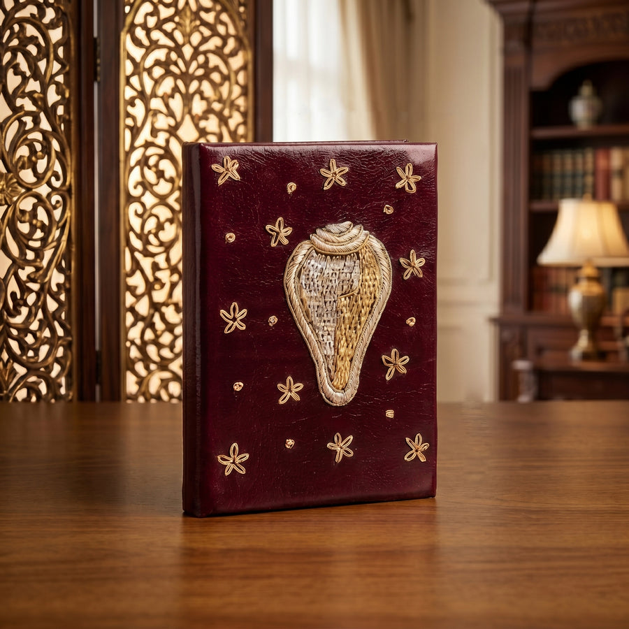 Girnar Shankh Embroidered Devotional Diary - Maroon