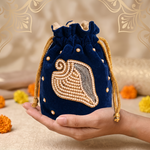 Girnar Neminath Pearl Potli(Blue)