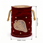 Girnar Neminath Velvet Potli (maroon)