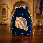 Girnar Neminath Pearl Potli(Blue)