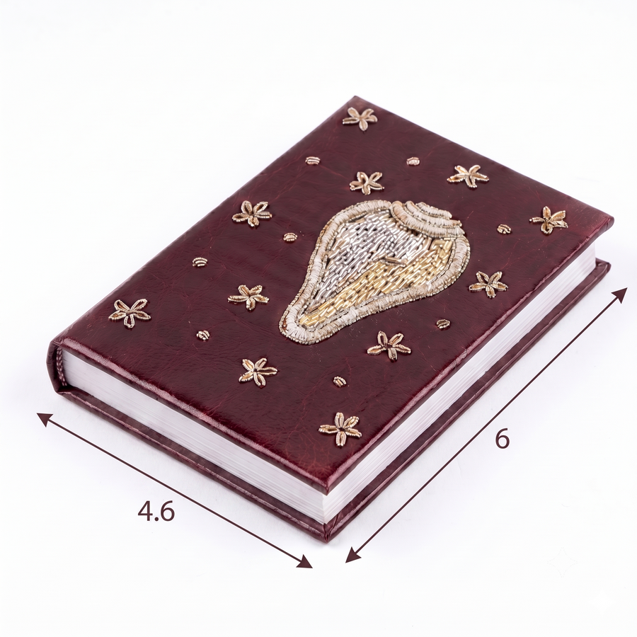 Girnar Shankh Embroidered Devotional Diary - Maroon