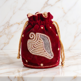 Girnar Neminath Velvet Potli (maroon)