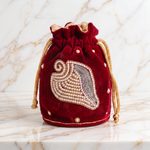 Girnar Neminath Velvet Potli (maroon)