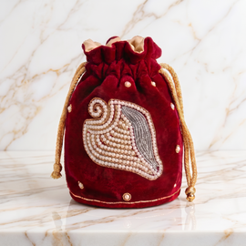 Girnar Neminath Velvet Potli (maroon)