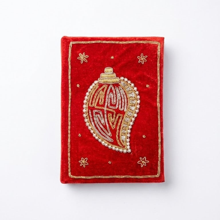 Girnar Pearl Zardozi Paisley Embroidered Velvet Notebook | Handcrafted Diary