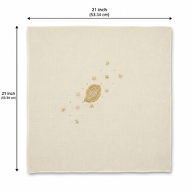 Ivory Cream Zardozi Embroidered Cotton Rumal | 21x21 inch