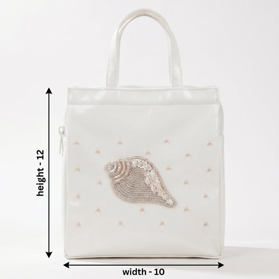Samyak Premium Shankh Tote Bag – White