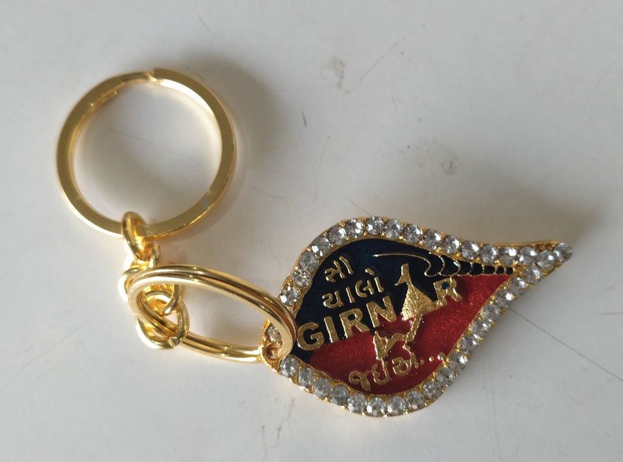 Girnar Keychain (1 Side Diamond gold | Gujarati)