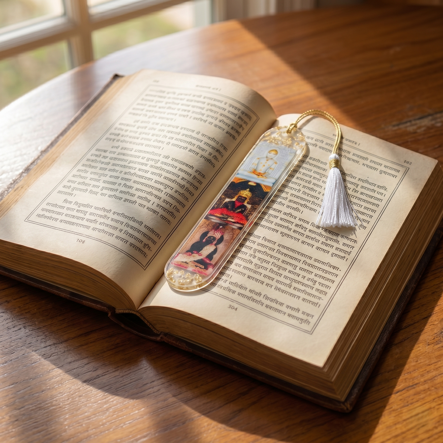 Girnar Tirth resin bookmark with tassel - Girnar Darshan