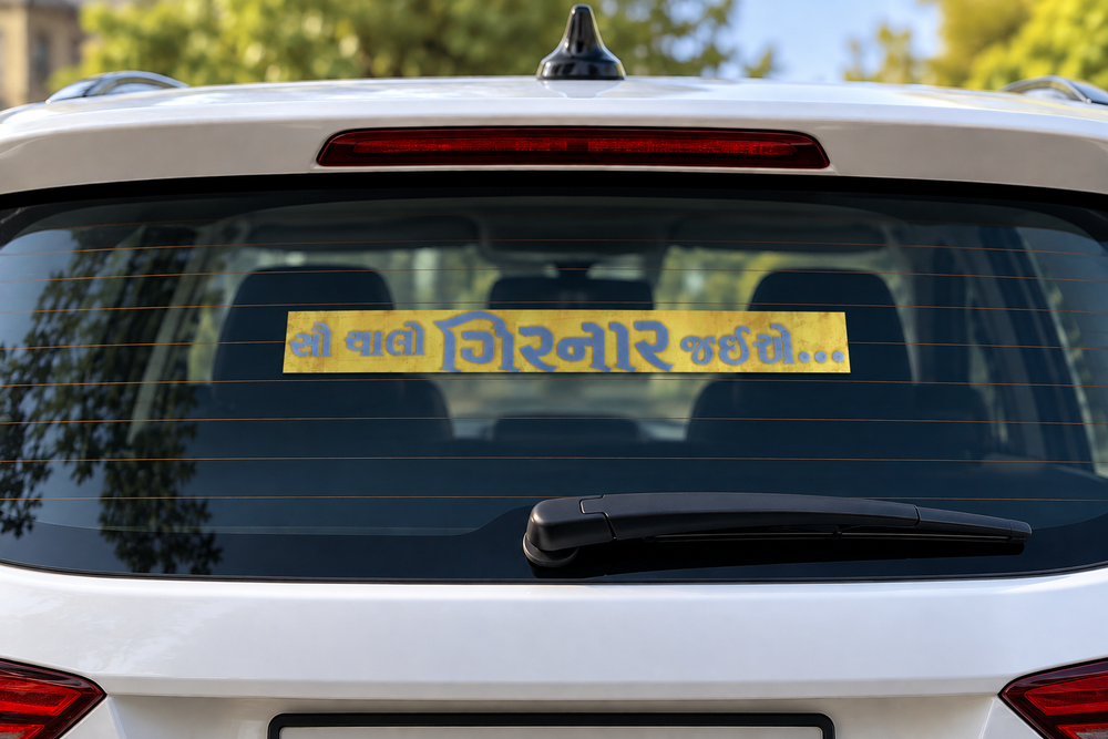 Girnar Car Stickers (Red and Silver)