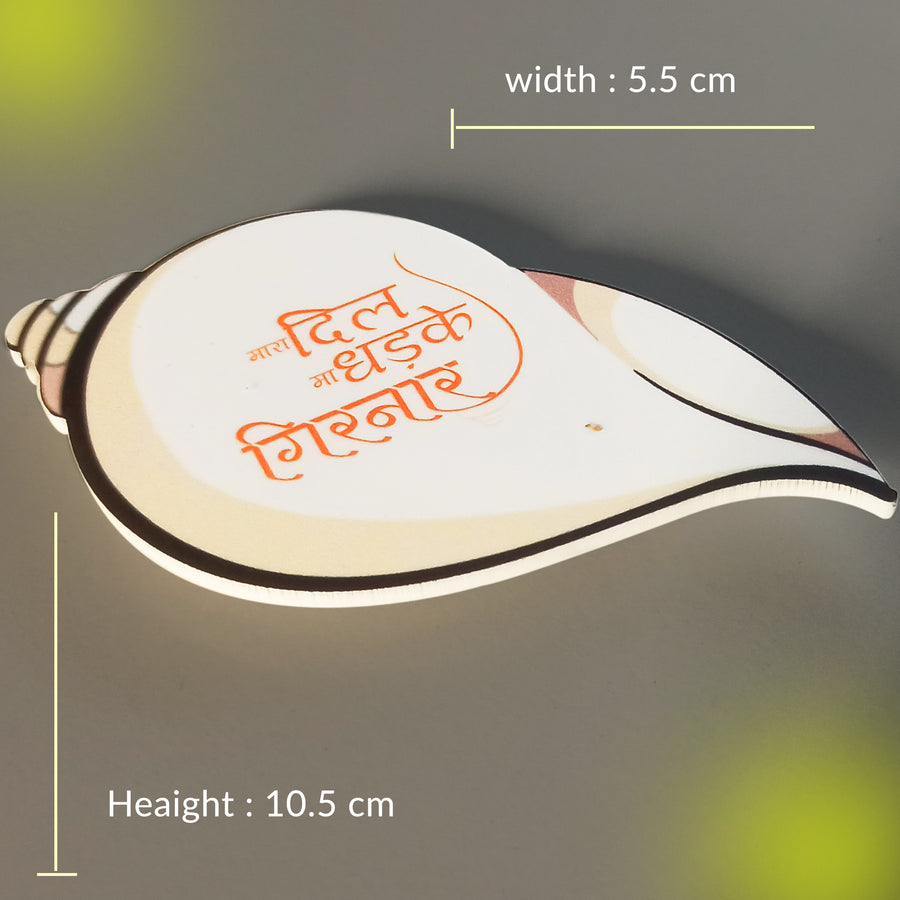 Girnar Shank and Temple Design Magnetic Brouch