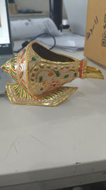 Girnar Meenakari Shankh Kalash | Gold & Ivory