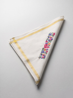 Embroidered Girnar Kerchief | French Work Note | White & Gold